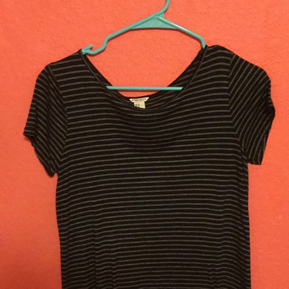 striped black and white tee